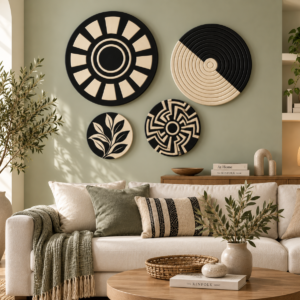 Black & Beige MDF Wall Plates Set
