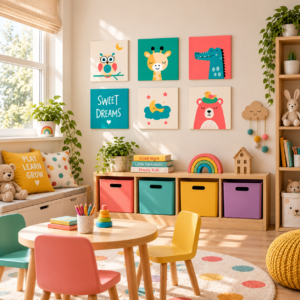 Cute Animals Kids Wall Art Set