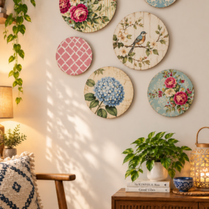 Floral Botanical Round Wall Art Set